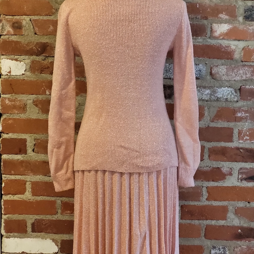 St John Knits for Lillie Rubin Vintage 70s peachy pink knit suit size 6 - Picture 3 of 10